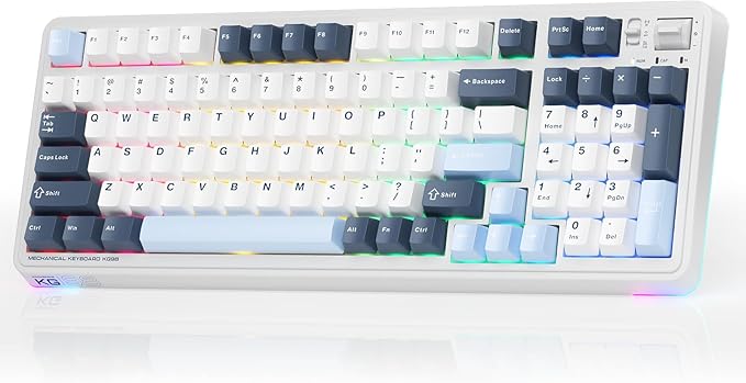 Machenike KG98 Mechanical KeyboardHot Swappable Custom Gaming KeyboardPre-lubed Linear SwitchesRGB SidelitTri-Mode 98 Keys Compact Layout for Gaming/Typing/Win/Mac/PC