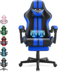 Racing Style PC Computer ChairComputer Gaming Chair E-Sports ChairErgonomic Office Chair with Height AdjustmentRetractable FootrestHeadrest and Massage Lumbar Support(Navy Blue)