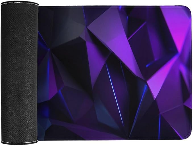 Geometric Neon Blue Purple Gaming Mouse Pad Non-Slip Rubber Base XXL Mousepad with Stitched EdgesWaterproof Washable Mouse Mat for Desk Home Office Gaming 29.5x16