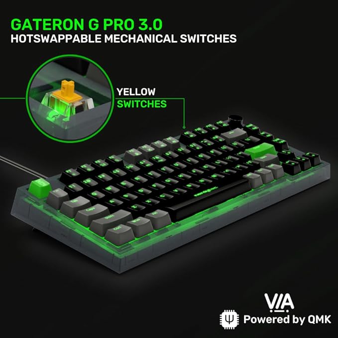 Couchmaster CYKEY Mechanical Gaming Keyboard with RGB Backlit Wired TKL Layout with Hot-Swappable Switches and Multi-Control Knob 75% Compact Design for PC and Laptop Windows/Mac