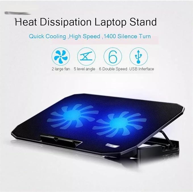 Laptop Cooling Station 2 USB and 2 Adjustable Speed Cooling Fans for 12-15 Laptops (Color : A Size : 36.3 * 26cm)