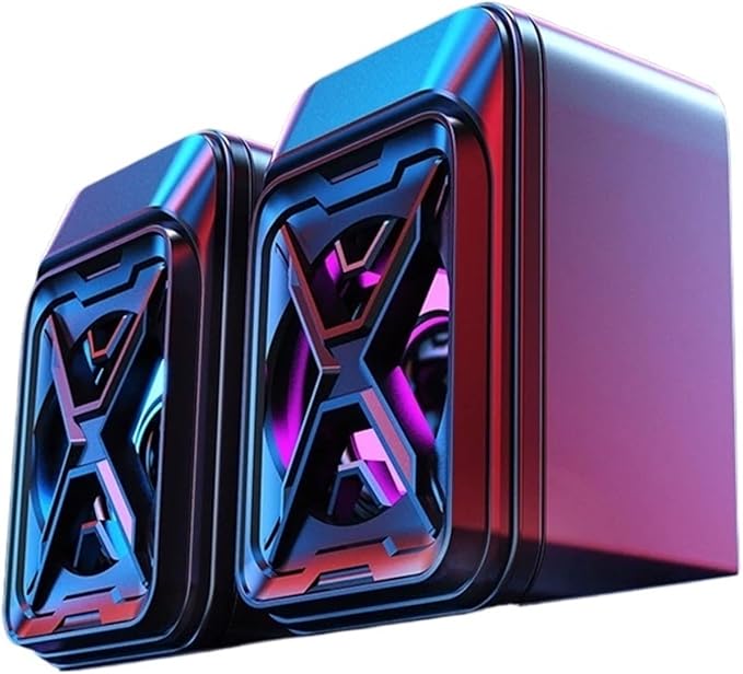 Small Desktop Speaker with Glowing LED Lights Colorful USB Speakers for Laptop Computer Audio