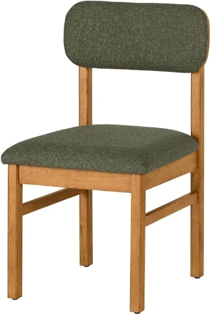 Adjustable Office Computer Chair with Armrest 1pcs Curved Backrest Solid Rubberwood Frame Dining Chairs Cream and OliveGreen Color(OliveGreen)