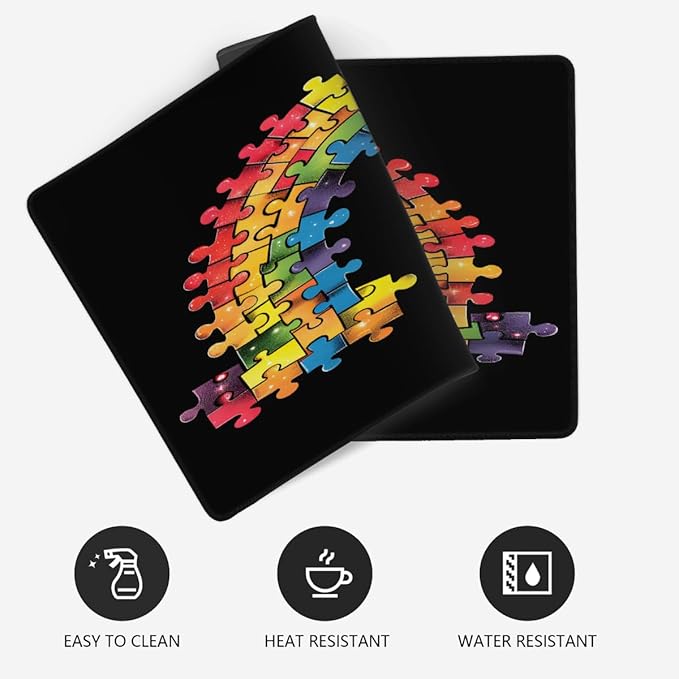 Large Mouse Mat Autism Rainbow Color Computer Mousepad with Non-Slip Rubber Base Waterproof Mouse Pad Desktop Keyboard Pad for GamerHome School Laptop Office Accessories35.4x15.7 in