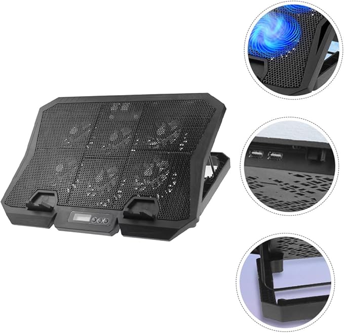 Kisangel Laptop Cooling Pad 15.6 Inch Quiet Fan Stand Adjustable Speed Blue LED Cooler Base for Gaming and Office Laptops USB Powered Cooling Holder for Desktop Use