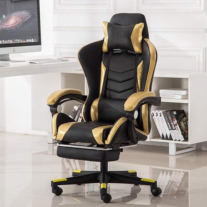 Office Chair E-Sports Chair Ergonomic Office Chair High Back Gaming Chair Swivel Chair Racing Chair Office Chair Computer Chair Chair (Color : Gold) Needed