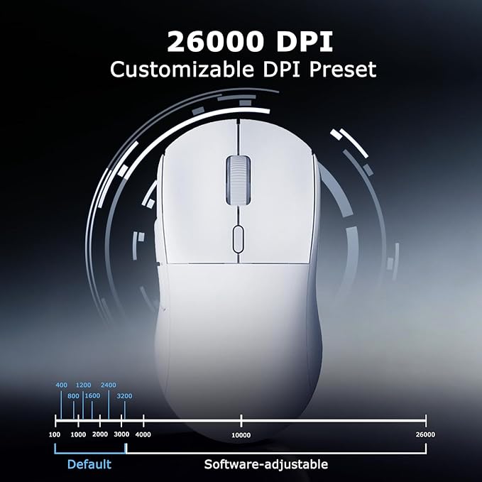 FIRSTBLOOD ONLY GAME. AJ199 Wireless Gaming Mouse PAW3395 Sensor 26000 DPI 60g Ultra-Lightweight with Interchangeable Shell 80M Clicks 50+ Hours Battery for FPS/MOBA Gaming (White)