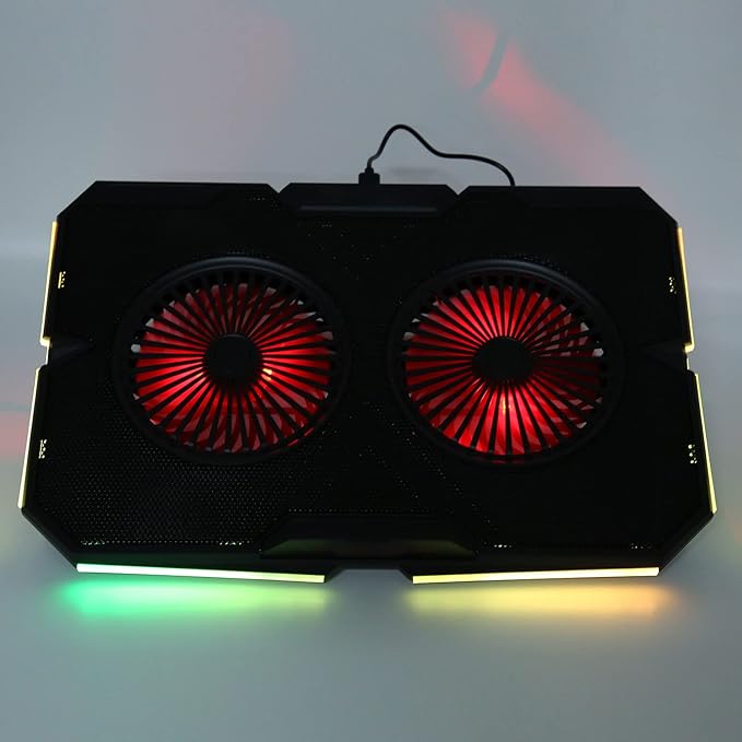RGB Laptop Pad with Dual Silent Fans Gaming Laptop Cooler Stand with 7 s Height Adjustment 2 USB Ports and RGB ing for 14in to 17in Lap y Panel