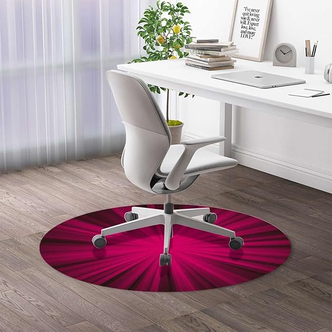 Pink Fuchsia Purple PU Leather Chair Mat Office Protector for Hardwood Floors Abstract Burst Design Anti-Slip Floor Protection Mat Multi-Purpose Chair Carpet for Desk Hot Pink Diameter 39.4 in