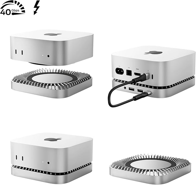 40Gbps Aluminum Hub &amp Stand for New M4/M4 Pro Mac mini (2024) with 40Gbps NVMe/M.2 SSD Enclosure 2X USB-A USB-C Host 3.5mm Audio – Compatible with All New Mac mini M4/M4 Pro