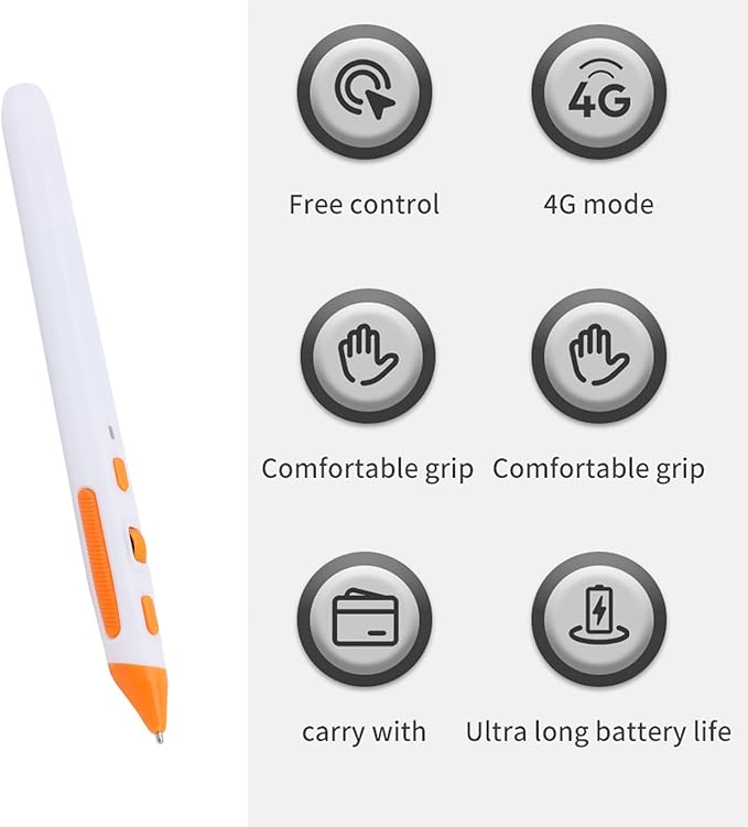Jectse Ergonomic 2.4G Adjustable Pocket Computer Mouse Pen DPI 800 1200 1600 Wireless Pen Mouse with Laptops Desktops Tablets Smartphones and Smart TVs (White)