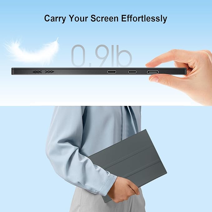 10.5inch Portable Monitor 1920x1280P FHD IPS Screen USB-C Laptop Second External for LaptopPCMac PhonePSSwichIPS Ultra-Thin Zero Frame Gaming Monitor/Premium Smart Cover