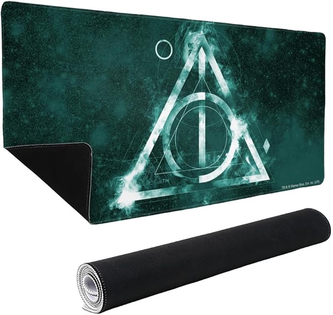 Harry Potter Deathly Hallows Logo Large Gaming Mouse Pad Desk Mat with Stitched Edges Non-Slip Base for Gamer Home and Office 31.5 x 15.7