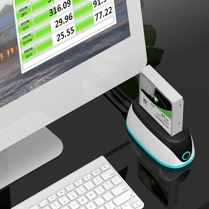 External Hard Drives USB 3.0 HDD SSD Station 16TB 2.5 3.5 Inch SATA Hard Drive Disk Dock Adapter Base with RGB Lamp