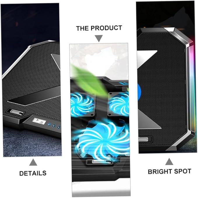 RGB Touch Control Laptop Cooling Pad Colorful LED Lights Adjustable Height Portable Design for Gaming and Work Compatible Laptop Sizes