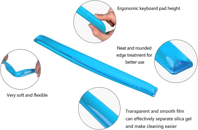 Gel Keyboard Wrist Rest Set Plus - ABRONDA Keyboard &amp Mouse Wrist Support Pad Office Computer Laptop Mac - Durable Comfortable and Pain Relief- Blue Set