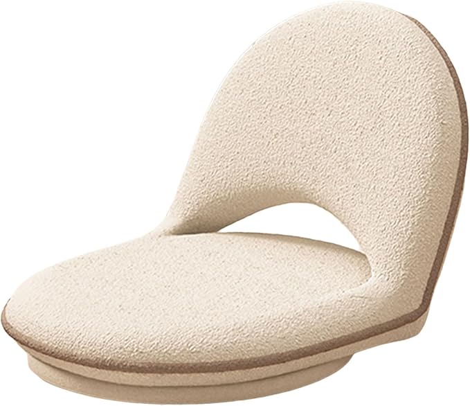 Gaming Chair Floor with Metal Frame Convertible Chaise Lounge Bottom Can Rotate 360° Floor Seat Adjustable Backrest for Living Room Bedroom Balcony(White)
