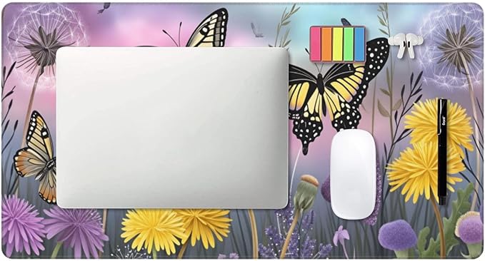 Butterflies Desk Cover MatExtended Large Mouse PadComputer Laptop Mat Desk Decor for Office Game Home 30x16 Inch
