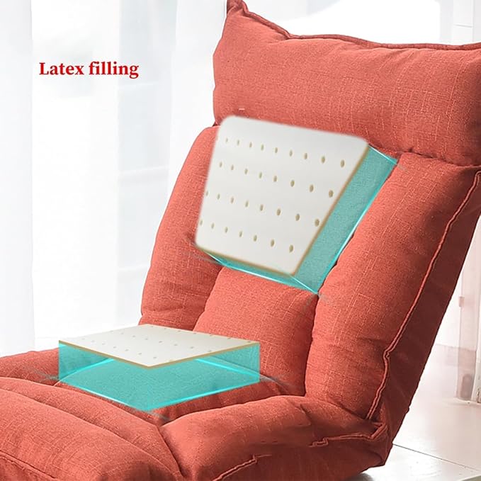 ELEFOCUS Floor Chair with Back Support Folding Floor Gaming Chair with Adjustable Backrest and Head Lazy Sofa Lounger Recliner Chair(/Green a)