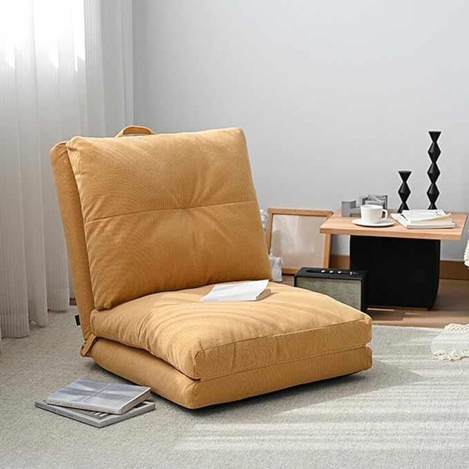 ELEFOCUS Designs Adjustable 5-Position Floor Chair Folding Lazy Sofa Padded Floor Chair Twin Floor Sofa Bed Couch(A)
