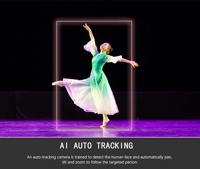 AVKANS AI Auto Tracking PTZ Camera 20X Zoom Live Streaming HDMI SDI PTZ Camera for Church Worship and Live Event (No NDI)