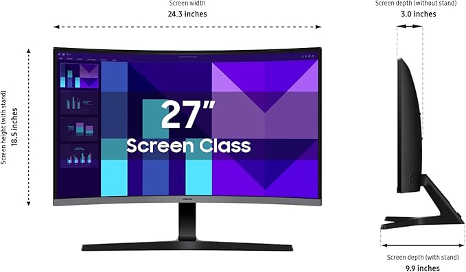 Samsung 27-inch S3 (S39GD) FHD 100Hz Curved Monitor Game Mode Eye Saver Mode Multiple Connectivity with HDMI Port Built-in Speakers LS27D396GANXZA 2025
