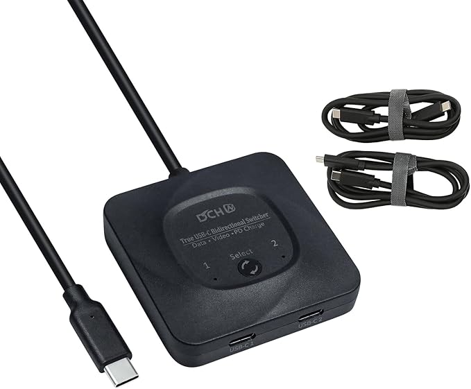 USB C Switch for 2 Computers Bi-Directional Type C USB 3.0 Switcher ab Selector 8K@60Hz 4K 10Gbps Video Data Transfer Power Delivery PD 100W Share Monitor Keyboard Mouse Printer