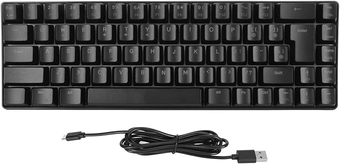 Wired Gaming Keyboard RGB Mechanical Gaming Keyboard with 68 Keys Ergonomic Design USB Wired Keyboard for Desktop Computer IBM PC Win98SE (Black)
