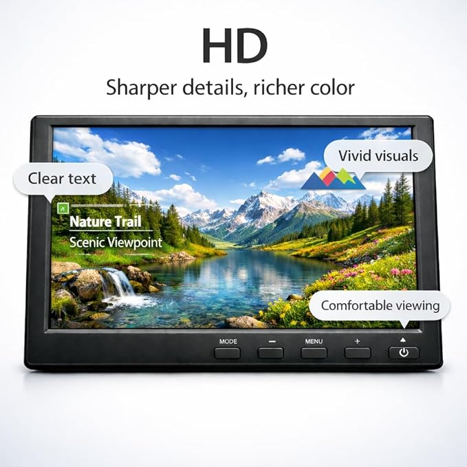 Cocar 10.1 Inch Portable Gaming Monitor 1280x800 HD IPS Screen with HDMI VGA AV USB Inputs MP5 Media Player Built-in Speaker 60Hz Compatible with PS4 Xbox PC and Car Backup System