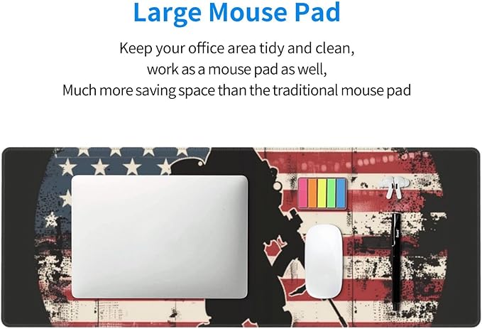 American Soldiers USA Flag Large Mouse Pad XL Extended Gaming Pad Waterproof Desk Mat for Desktop Keyboard Non Slip Mousepad for Office Game Home 32.15x11.8