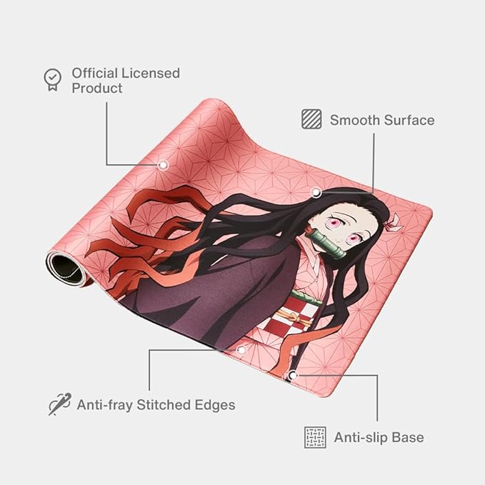 Demon Slayer Kimetsu No Yaiba Nezuko Gaming Mouse Pad Computer Mouse Mat Flat Stitched Edge Non-Slip Rubber Base Gamers &amp Office Use - Officially Licensed