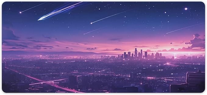 City Starry Sky Mouse Pad Large Desk Mat Extended Keyboard Mouse Pad with Non-Slip Base and Stitched Edge Mouse Mat Desk Pad 36x16 Mouse Pads for Desk Home Office Gaming