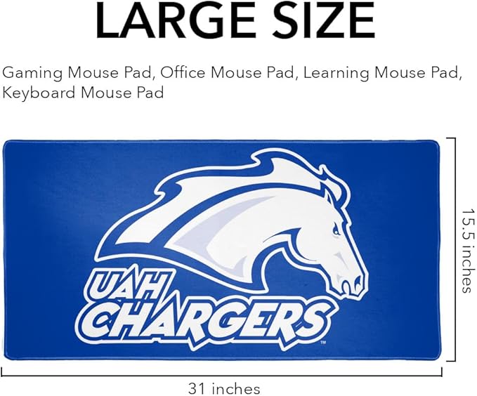 UAH Primary Logo Large Gaming Mouse Pad Desk Mat with Stitched Edges Non-Slip Base for Gamer Home and Office 31.5 x 15.7