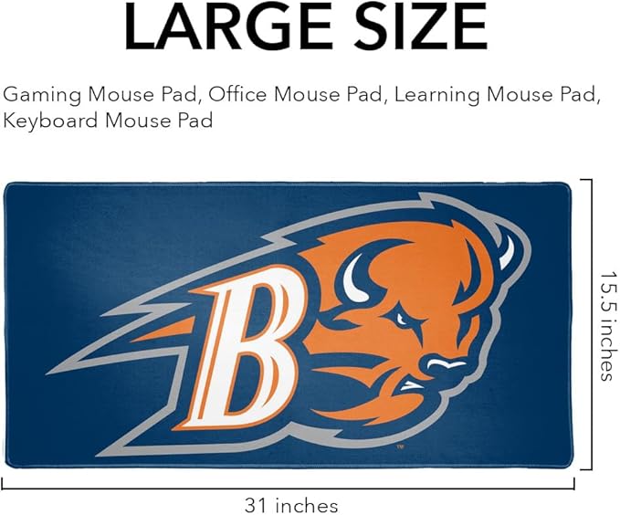 Bucknell Primary Logo Large Gaming Mouse Pad Desk Mat with Stitched Edges Non-Slip Base for Gamer Home and Office 31.5 x 15.7