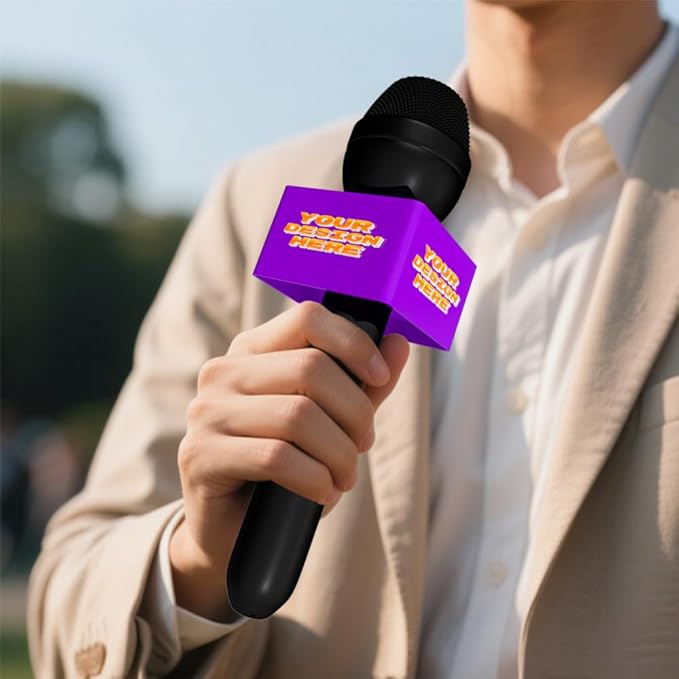 Custom Microphone Logo Box Compatible with RE50/B mic Personalize Omnidirectional Dynamic Microphone Flag (Pink Square)