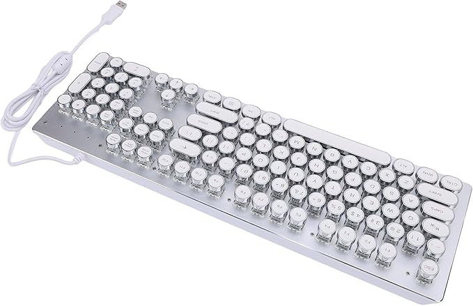 Vikye RGB Backlit Gaming Keyboard 104 Keys Blue Switch Mechanical Keyboard with Multimedia Shortcut Keys Ergonomic Design for 7 8 10 for OS X PC Laptop (White)