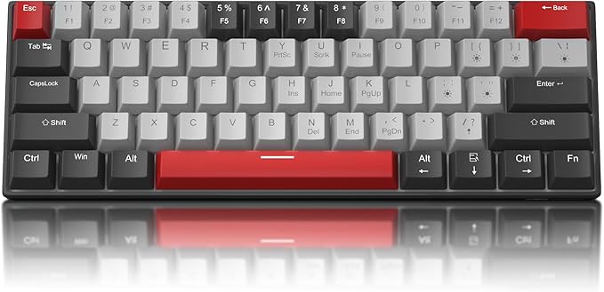 Camiysn 60% Mechanical Gaming KeyboardMixed Color Keycaps Gaming Keyboard with Clicky Blue Switches Detachable Type-C Cable Mini Keyboard with Blue LED Light for/PC/Laptop