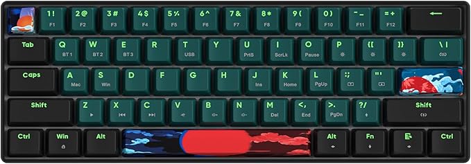 surmen GT61 Wireless 60% Keyboard Mini RGB Mechanical Gaming Keyboard 60 Percent Hot-Swappable with Linear Gateron Switch Type-C/Bluetooth 5.0 Programmable (Gateron Yellow Sound Wave 61)