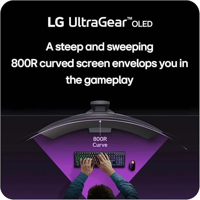 LG 39 Ultragear OLED Curved Gaming Monitor - WQHD 240Hz 0.03ms NVIDIA G-Sync Compatible 800R Curvature USB Type-C DisplayHDR True Black 400
