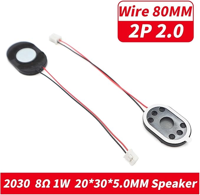 5Pcs Notebook Speaker Computer Horn 1 Watt 8R Size 1318 1510 2014 2415 2030 2209 2809 Loud Speaker 8 Ohms 1W with Terminal 2.0MM (Color : 5PCS 2030 2P2.0)
