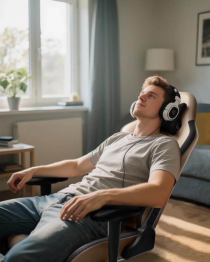 AutoFull C3 Gaming Chair Racing Style Gaming Chair with Ergonomic Lumbar SupportAdjustable High Back PU Leather PC Chair with FootrestBrown