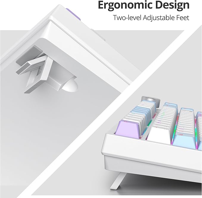 75% Purple Mechanical Gaming Keyboard with Hot Swap RGB and Gasket Mount - TKL Red Switch 75 Percent Creamy Mechanical Keyboard (82 Purple White)