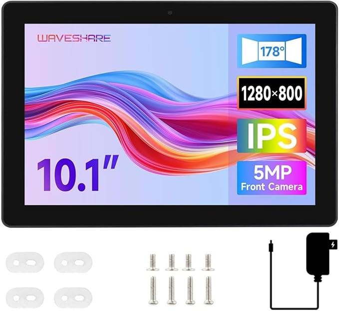 10.1inch 1280×800 Industrial HMI All-in-one Touch Display for Raspbery Pi Supports Dual 4K HDMI Output 10-Point Touch Optical Bonding Aluminum Alloy Case Raspbery Pi 4-2GB Included