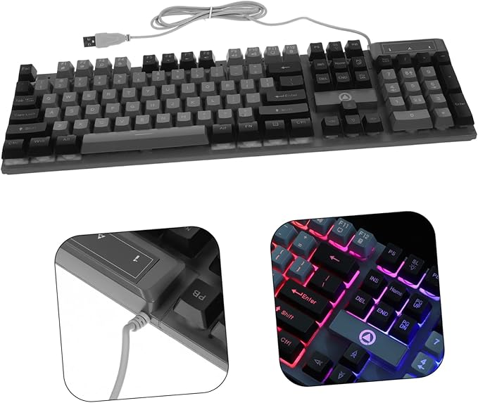 Gaming Keyboard Keys RGB Backlit Full USB Wired Design Ergonomic Mechanical Feel for Enhanced Typing for Gamers and Office Use