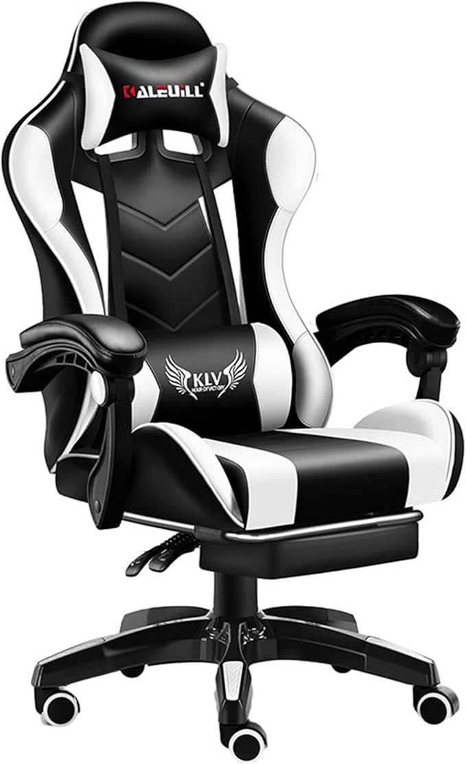 Gaming Chair Office Chair Desk Chair 360° Swivel Ergonomic Leather Computer Chair with Lumbar Support Headrest Reclining Video Game Chairs for Adults