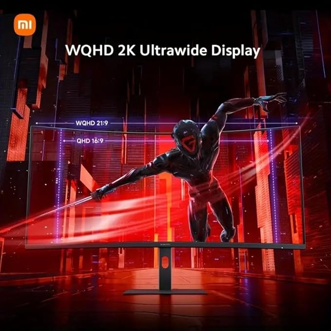 XIAOMI Curved Gaming Monitor 34-inch 180Hz High Reshed Rate 1ms Fast FreeSync Premium Professional Calibration 95% DCI-P3 100% sRGB* Low Blue Light Computer Screen Monitor Desktop Monitor