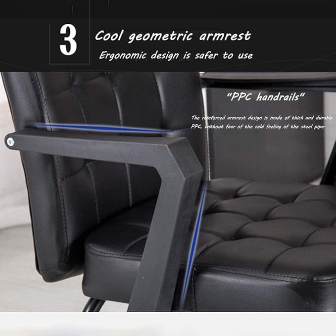 REMYS Office Chair Desk Chair Computer Chair Leather Desk Gaming Chair Bow Foot High-Back Office Chair One-Piece Armrest Ergonomic Computer Chair for Meeting Room Study Bearing Capacity: 330 pounds