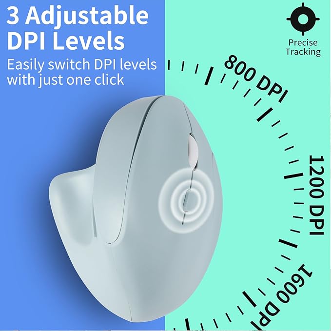 Wireless Silent Ergonomic Vertical Mouse - Dual Mode 2.4G/Bluetooth Rechargeable Type C Pain Relief for Office and Home Use Compatible with Laptop &amp PC (Green)