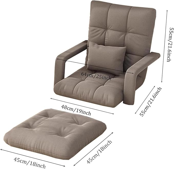 ELEFOCUS Floor Chair Adjustable with Cushion 6-Position Folding Floor Gaming Chair Folding Sofa Seat Lounge Couch with Armrests(Pink)
