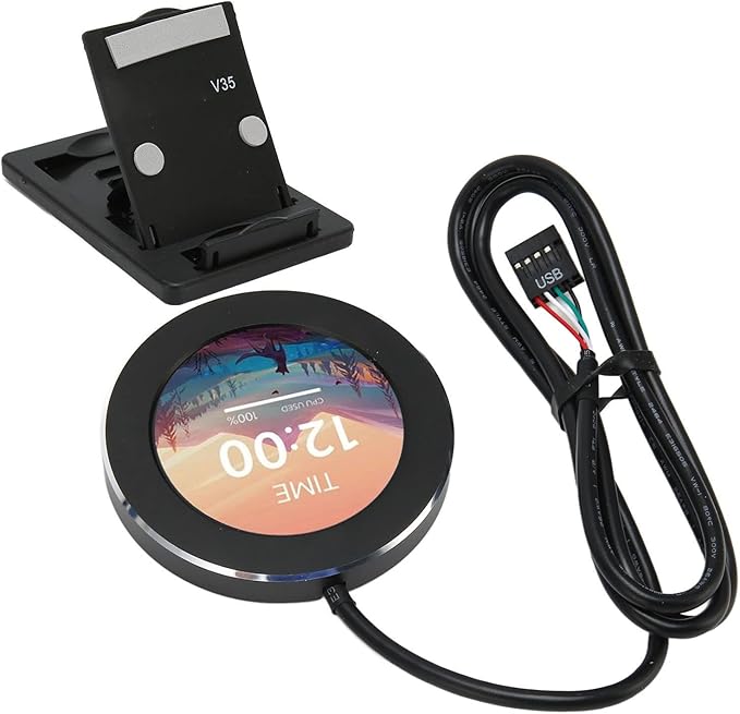 ASHATA 2.1 inch IPS Mini Round Screen AIDA64 PC CPU RAM HDD Data Monitor USB Screen Liquid Cooler Watercooler Screen 480x480 Dimmable 128MB for Desktop Chassis